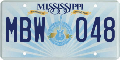 MS license plate MBW048