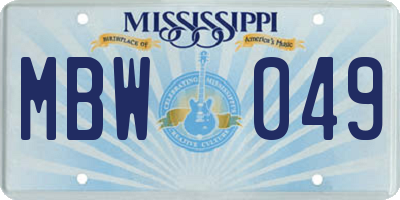 MS license plate MBW049