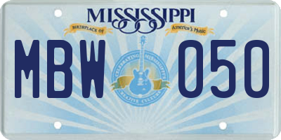 MS license plate MBW050
