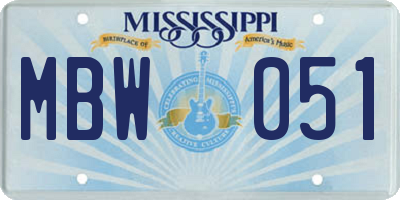 MS license plate MBW051