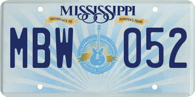 MS license plate MBW052