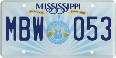 MS license plate MBW053