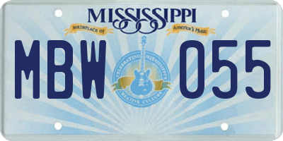 MS license plate MBW055
