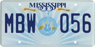 MS license plate MBW056