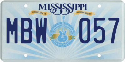 MS license plate MBW057