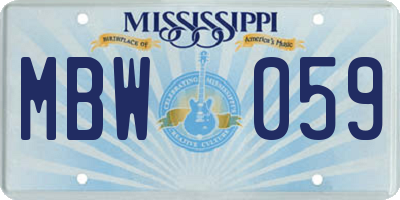 MS license plate MBW059