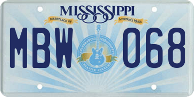 MS license plate MBW068