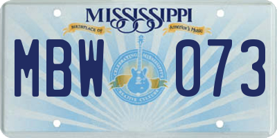 MS license plate MBW073