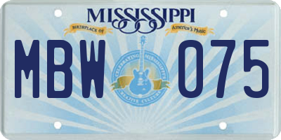 MS license plate MBW075