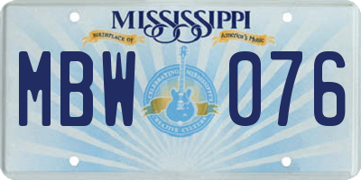 MS license plate MBW076