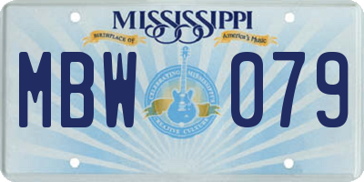 MS license plate MBW079