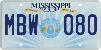 MS license plate MBW080