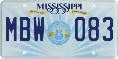 MS license plate MBW083