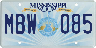 MS license plate MBW085