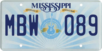 MS license plate MBW089