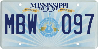 MS license plate MBW097
