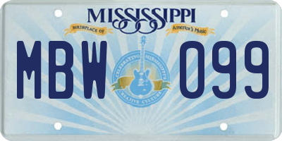 MS license plate MBW099