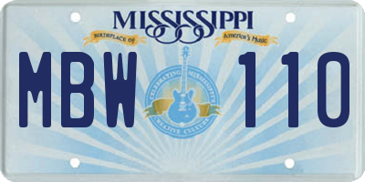MS license plate MBW110