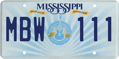 MS license plate MBW111