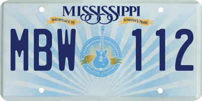 MS license plate MBW112