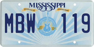 MS license plate MBW119