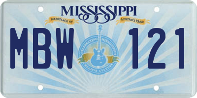 MS license plate MBW121