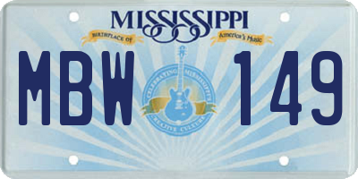 MS license plate MBW149