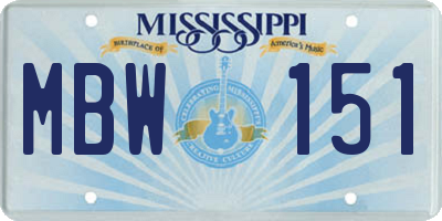 MS license plate MBW151