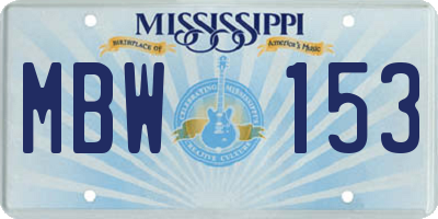 MS license plate MBW153