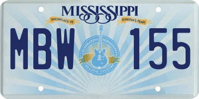 MS license plate MBW155