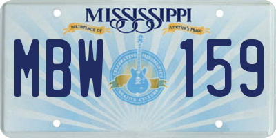 MS license plate MBW159