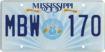MS license plate MBW170