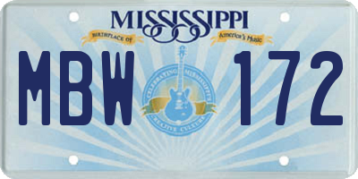 MS license plate MBW172