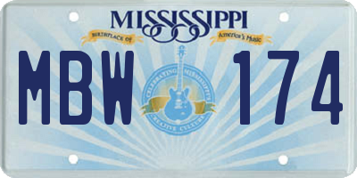 MS license plate MBW174