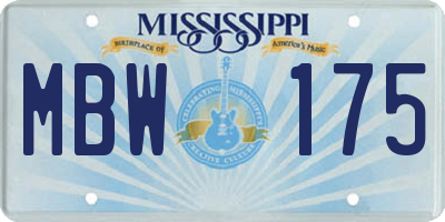 MS license plate MBW175
