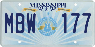 MS license plate MBW177