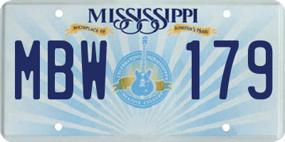 MS license plate MBW179