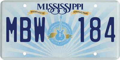 MS license plate MBW184