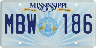 MS license plate MBW186