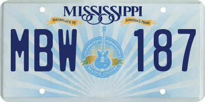MS license plate MBW187