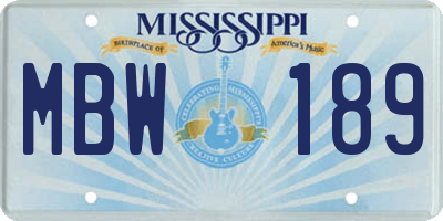 MS license plate MBW189