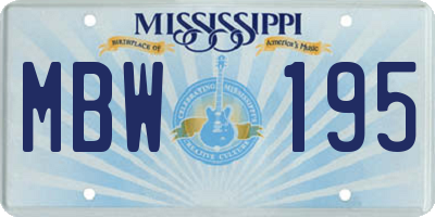 MS license plate MBW195