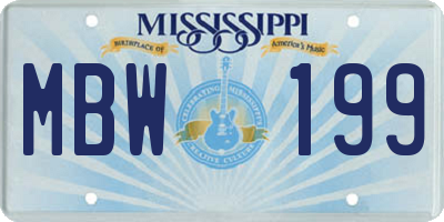 MS license plate MBW199