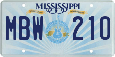 MS license plate MBW210
