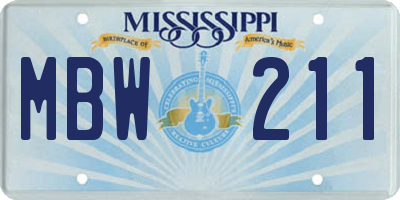 MS license plate MBW211