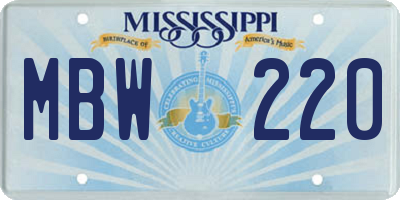 MS license plate MBW220