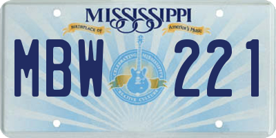 MS license plate MBW221