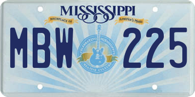 MS license plate MBW225