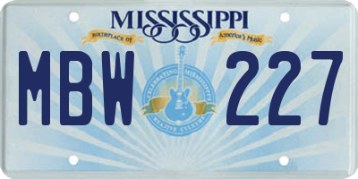 MS license plate MBW227