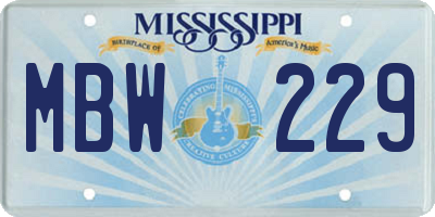 MS license plate MBW229